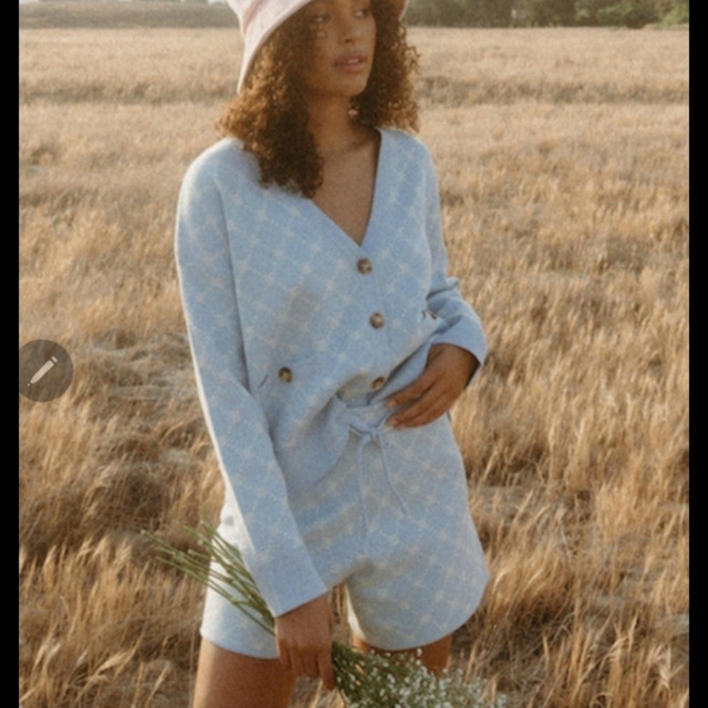 Ellandemm baby blue knit sleeve set